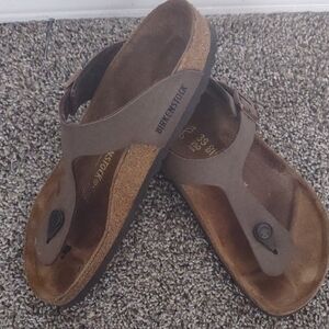 Birkenstock Brown Suede Gizeh-Style Thong Sandals